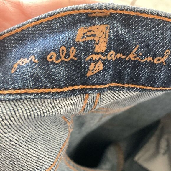 7 For All Mankind Straight Blue Denim Jeans Sz 28 - Picture 3 of 6